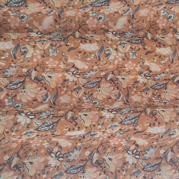 Floral Ruffle Blouse With Pleating.Sheer Pattern With Rabbits. - Picture 2 of 4